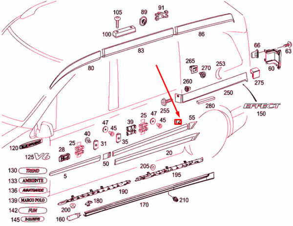 A63969012629999 - NEW MERCEDES-BENZ VITO W639 LEFT SLIDING DOOR STRIPS A63969012629999