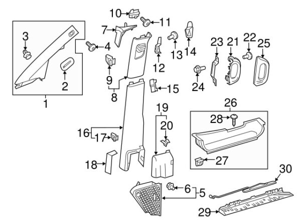 A6396914308 - NEW MB METRIS CLASS RIGHT UPPER BODY B-PILLAR TRIM PANEL INSERT A63996914308