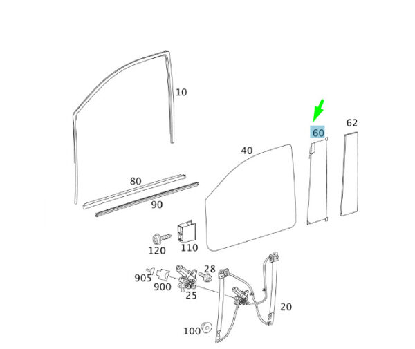 A63969807309C26 - MERCEDES-BENZ VITO W639 Front Left Door Window Cover A63969807309C26 NEW GENUINE