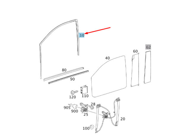 A6397200217 - NEW MB VITO W639 FRONT LEFT DOOR WINDOW GUIDE RAIL A6397200217 ORIGINAL