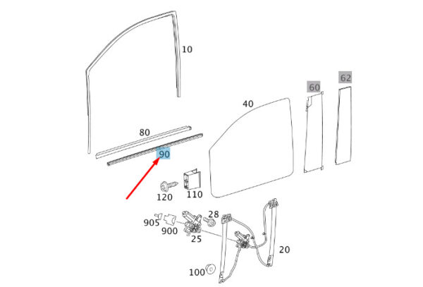 A6397200224 - Mercedes-Benz Vito W639 front door window interior rail A6397200224 NEW ORIGINAL