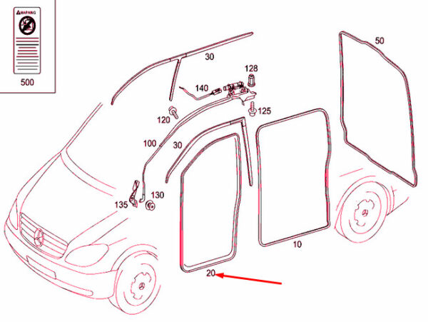 A6397211580 - MERCEDES-BENZ VITO W639 Front Left Door Seal A6397211580 NEW GENUINE