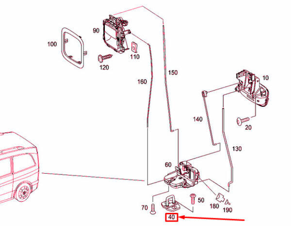 A6397400032 - NEW MB VITO W447 REAR PANEL DOORS TAILGATE LOCKING BRACKET A6397400032 ORIGINAL