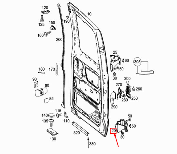 A6397401637 - New MERCEDES-BENZ VITO W447 Rear Door Right Lower Hinge A6397401637