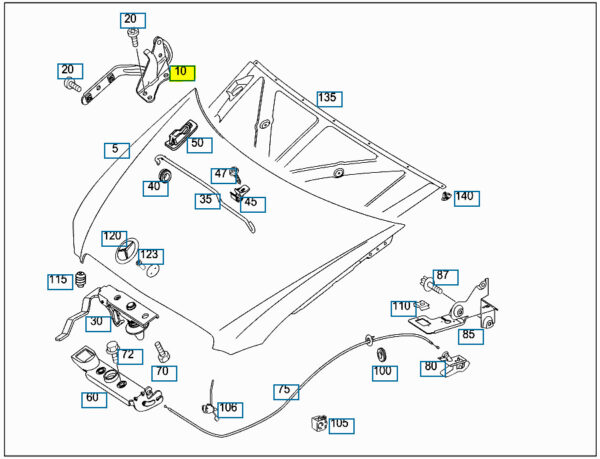 A6397500251 - New Genuine MERCEDES BENZ Vito W639 Front Bonnet N/S Left Hinge A6397500251 OEM