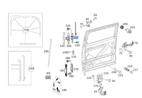 A6397580327 - NEW MB VITO W639 LOAD COMPARTMENT DOOR TOP LEFT GUIDE WEDGE A6397580327 ORIGINAL