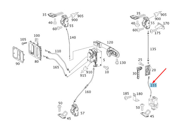 A6397600304 - MB VITO W639 Double Rear Wing Door Bottom Left Cable A6397600304 NEW ORIGINAL