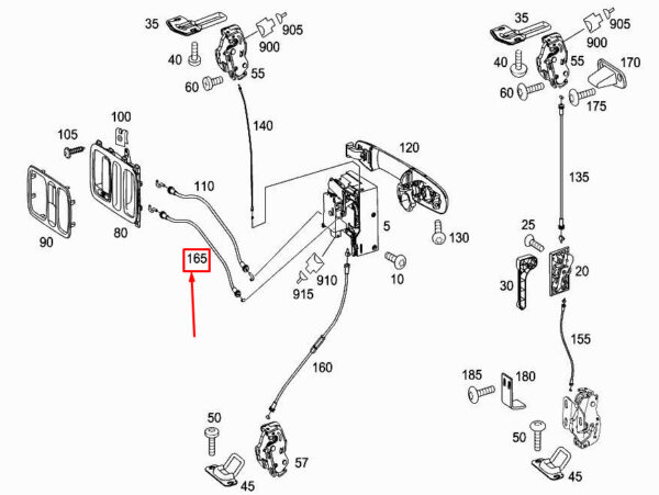 A6397600340 - NEW MERCEDES-BENZ VIANO W639 REAR RIGHT END DOOR CATCH CABLE A6397600340