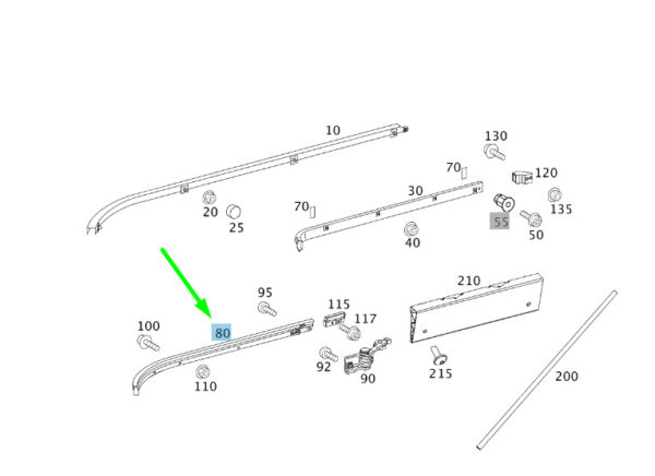 A6397660800 - NEW MB VITO W639 SLIDING DOOR BOTTOM LEFT GUIDE RAIL A6397660800 ORIGINAL