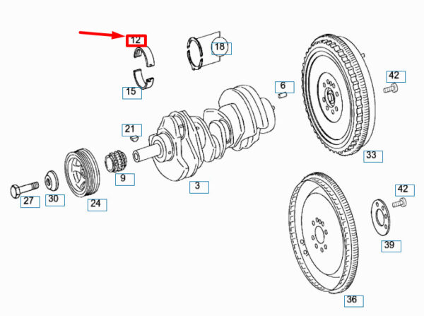 A6420331901 - MB ML W164 Engine Crankshaft Main Bearing Upper A642033190154 NEW GENUINE