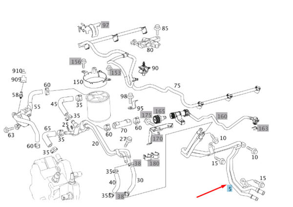 A6420700532 - NEW MERCEDES-BENZ GL X164 FUEL TANK TO CONNECTING POINT LINE A6420700532