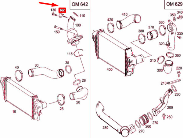 A6420981239 - NEW MERCEDES-BENZ ML W164 CHARGE AIR LINE BRACKET A6420981239 07-15 ORIGINAL