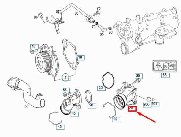 A6422002115 - NEW MB E W211 COOLANT THERMOSTAT WITH HEATING CONNECTION A6422002115 07-08