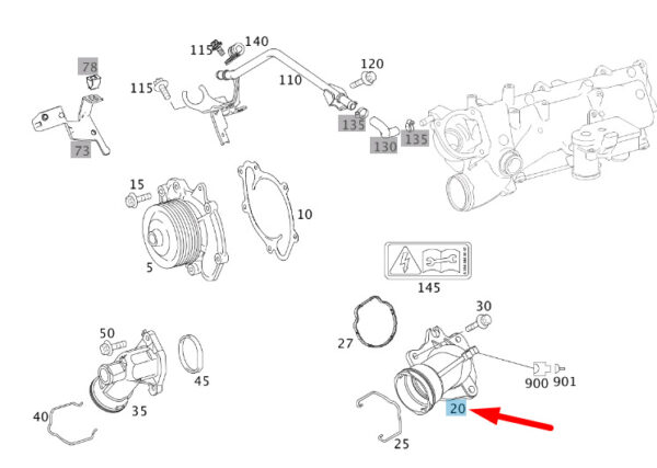 A6422002315 - NEW MERCEDES-BENZ CLS C218 COOLANT THERMOSTAT A6422002315 GENUINE