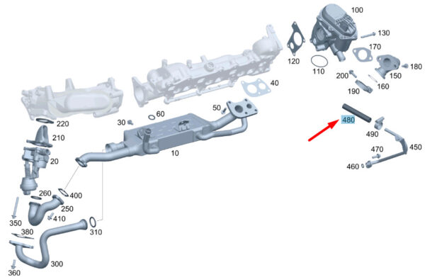 A6422030682 - New MB C W204 Water Line And EGR Valve Coolant Hose A6422030682