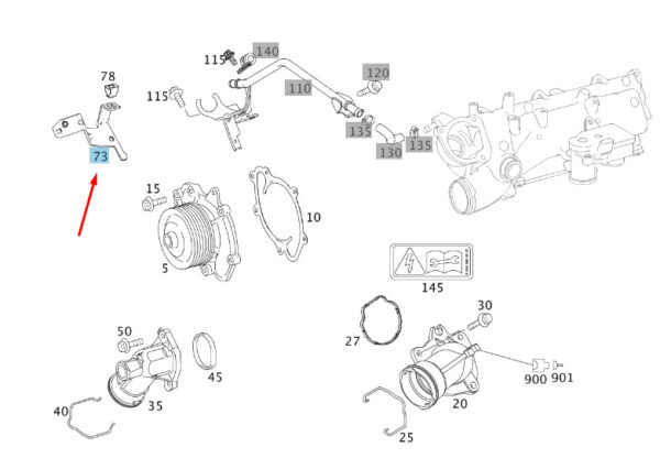 A6422031640 - Mercedes-Benz Sprinter W906 Water Pump Mount A6422031640 NEW ORIGINAL