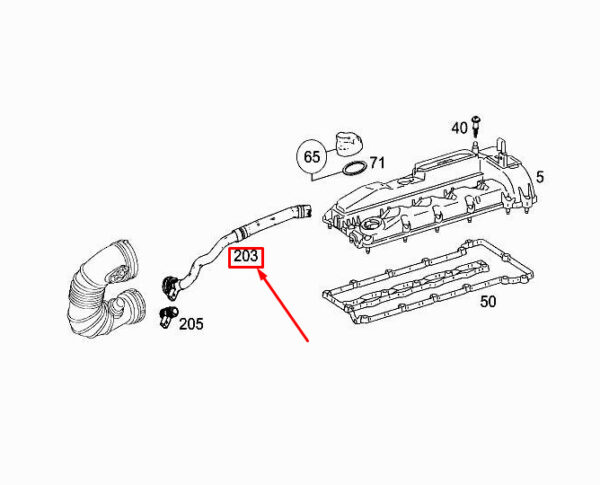 A6510101282 - MB ML W166 cylinder head hood vent hose A6510101282 NEW ORIGINAL