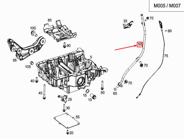A6510106922 - Mercedes-Benz GLC X253 engine oil gauge tube A6510106922 NEW ORIGINAL