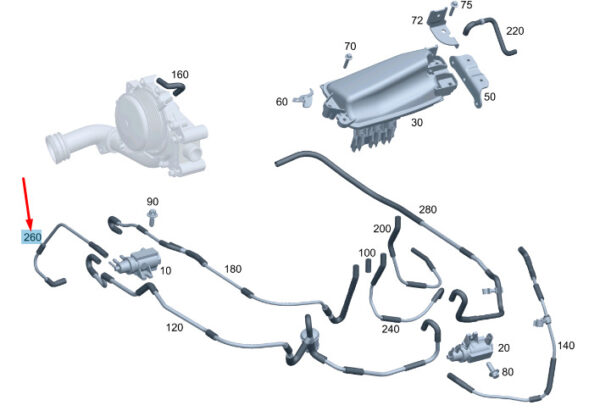 A6510703632 - NEW MB C W204 PRESSURE CONVERTER WASTEGATE PASS VACUUM CONDUCTOR A6510703632 ORIGINAL