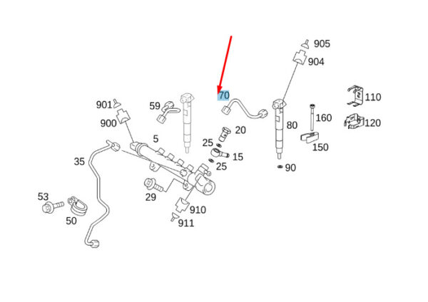A6510704333 - NEW MERCEDES-BENZ GLC C253 FUEL INJECTION PRESSURE PIPE A6510704333 GENUINE