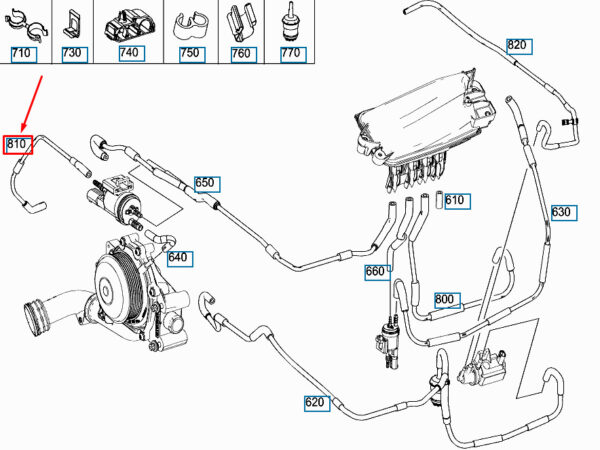 A6510708532 - NEW MERCEDES BENZ SPRINTER 906 CONVERTER VACUUM LINE A6510708532 ORIGINAL