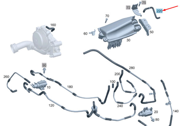 A6510709432 - Mercedes-Benz SLK R172 Vacuum Passing Line A6510709432 NEW ORIGINAL
