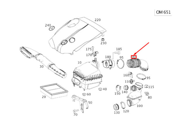 A6510902242 - NEW MERCEDES-BENZ CLA C117 CLEAN AIR LINE A6510902242 ORIGINAL