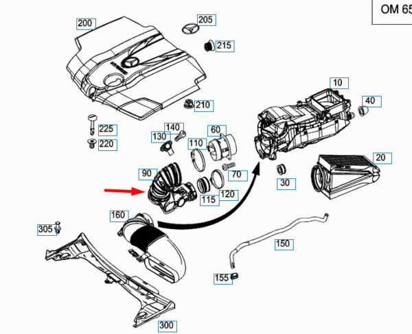 A6510903542 - Mercedes-Benz C-Class W205 Air Inlet Hose A6510903542 New Original