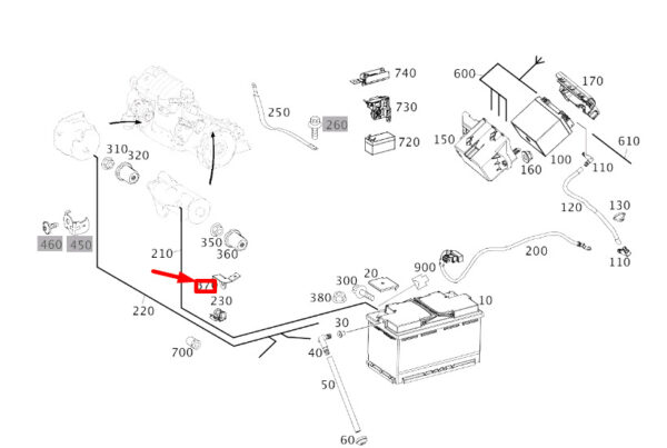 A6511591340 - NEW MB CLA C117 STARTER LINE TO TRANSMISSION MOUNT A6511591340 GENUINE