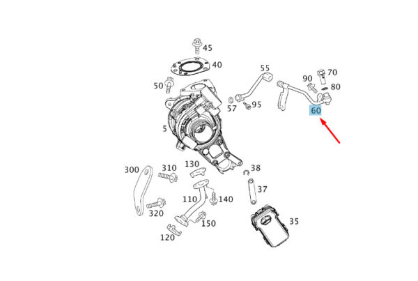 A6511801620 - Mercedes-Benz B W246 Turbocharger Lubricating Oil Line A6511801620 NEW Original