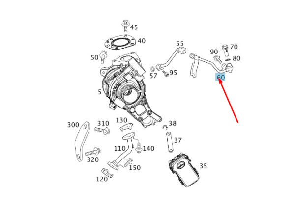 A6511801720 - NEW MERCEDES-BENZ B W246 TURBOCHARGER LUBRICATING OIL LINE A6511801720 ORIGINAL