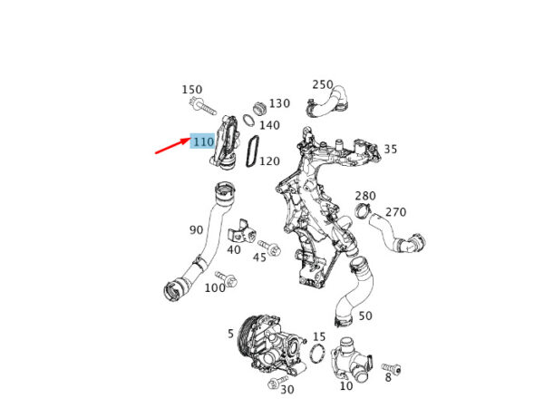 A6512000556 - NEW MERCEDES-BENZ B W246 WATER PUMP COOLANT INLET PORT A6512000556