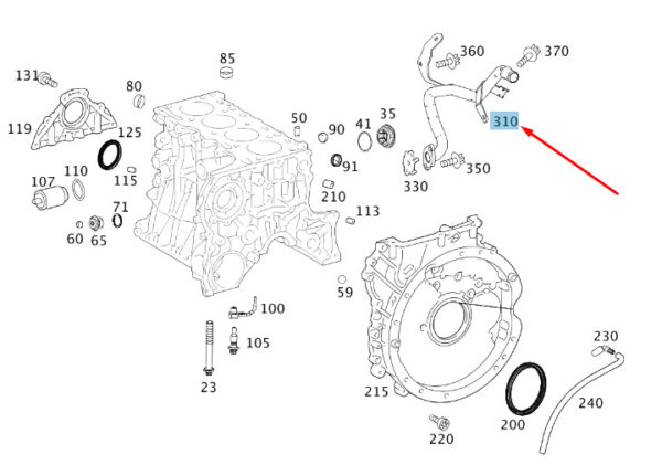 A6512030602 - NEW MERCEDES-BENZ A W176 CRANKCASE WATER LINE A6512030602 ORIGINAL