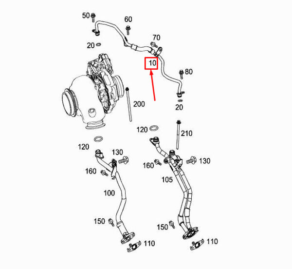 A6541808200 - Mercedes-Benz GLE W167 Turbo Oil Supply Line A6541808200 NEW ORIGINAL