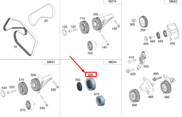 A6542002200 - New Mercedes-Benz Sprinter 907 Belt Tensioner Pulley A6542002200 Genuine