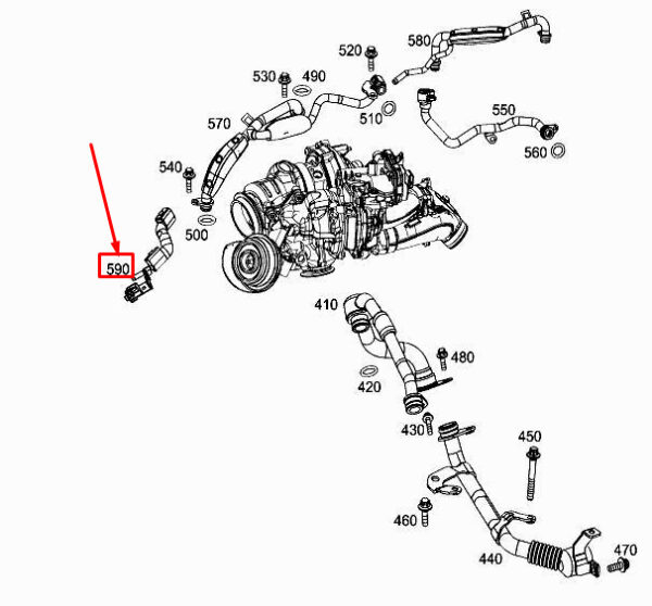 A6542002500 - New Mercedes-Benz GLE W167 Engine Breather Pipe A6542002500 Genuine