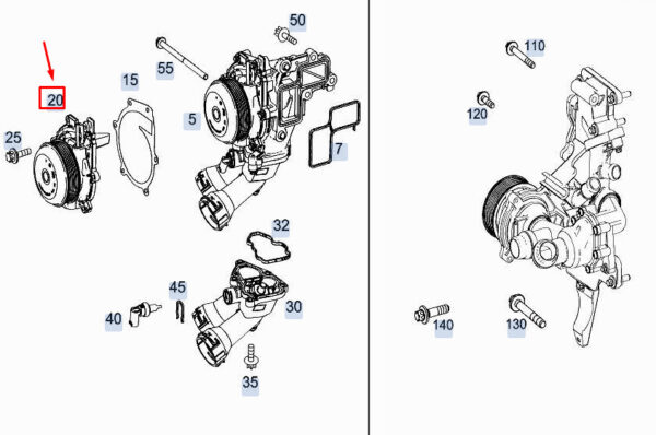 A6542010010 - New MERCEDES-BENZ A W177 Engine Water Pump Bearing Housing A6542010010