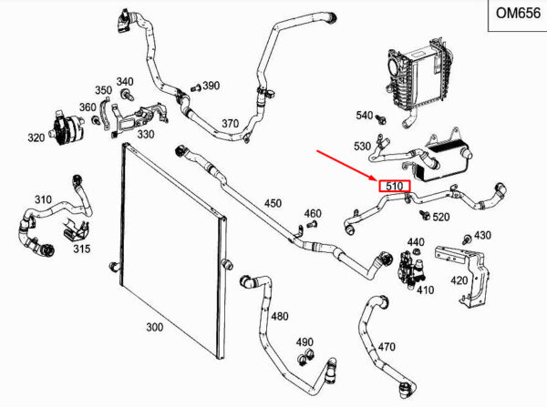 A6542033502 - NEW MERCEDES-BENZ S W222 ENGINE COOLANT WATER LINE A6542033502