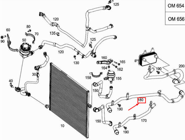 A6542039600 - NEW MERCEDES-BENZ E W213 ENGINE COOLANT LINE A6542039600 ORIGINAL