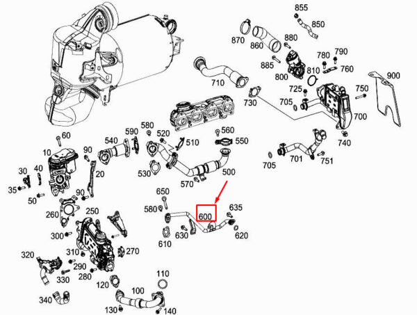 A6542039700 - MERCEDES-BENZ GLE W167 EGR Coolant Line A6542039700 NEW GENUINE