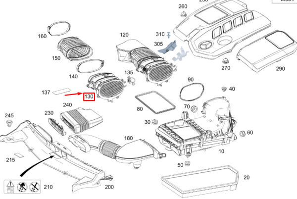 A6549053100 - NEW MB E C238 CLEAN AIR LINE HOT FILM AIR FLOW SENSOR A6549053100 ORIGINAL