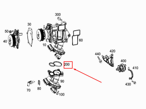 A6562031100 - Mercedes-Benz S W222 Motor Thermostat Mold Gasket A6562031100, NEW, ORIGINAL