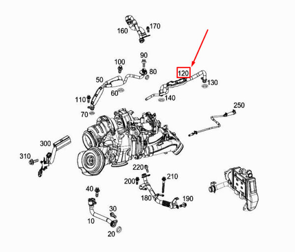 A6562031202 - New MERCEDES-BENZ S W222 Engine Coolant Line A6562031202