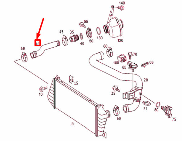 A9015285482 - NEW MERCEDES-BENZ SPRINTER W903 TURBO INTERCOOLER HOSE RIGHT A9015285482