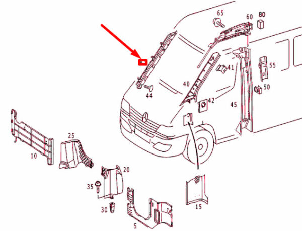 A9016900078 - NEW MERCEDES-BENZ SPRINTER W903 A-PILLAR LEFT FILLER A9016900078 ORIGINAL