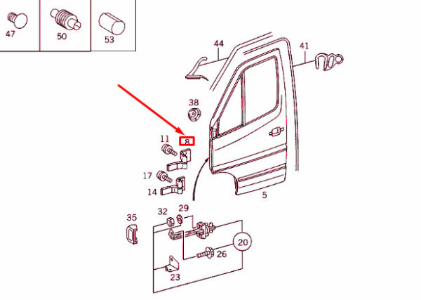 A9017200137 - NEW MERCEDES-BENZ SPRINTER 903 FRONT LEFT DOOR UPPER HINGE A9017200137