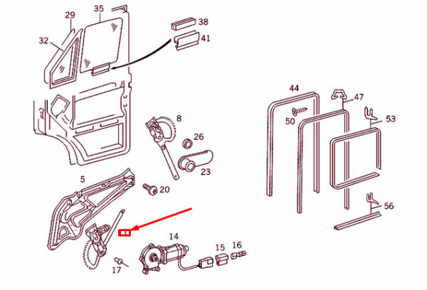 A9017201146 - NEW MB SPRINTER 903 FRONT LEFT DOOR WINDOW REGULATOR A9017201146 OEM