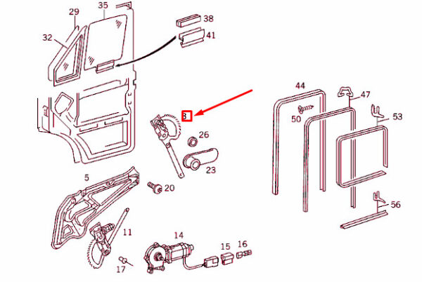 A9017201446 - NEW MB SPRINTER 903 FRONT LEFT DOOR WINDOW REGULATOR A9017201446 OEM