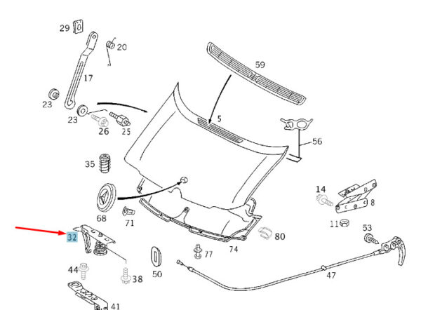 A9017500084 - NEW MB SPRINTER W903 FRONT HOOD TOP PART LATCH A9017500084 ORIGINAL