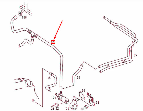 A9018324123 - NEW MB SPRINTER 903 CIRCULATING PUMP TO HEATER HOSE A9018324123 ORIGINAL